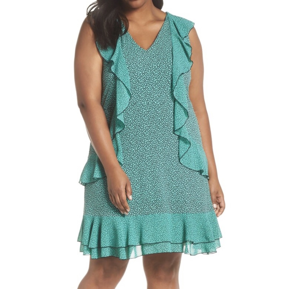 Michael Michael Kors Cascade Ruffle Dress Aqua